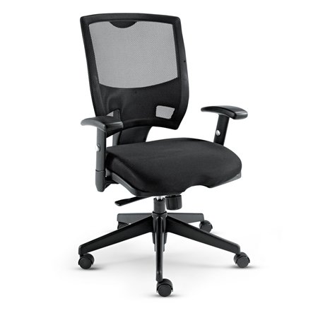 ALERA Task Chair, Fabric, 19" to 24" Height, Padded Arms, Black ALEEP42ME10B